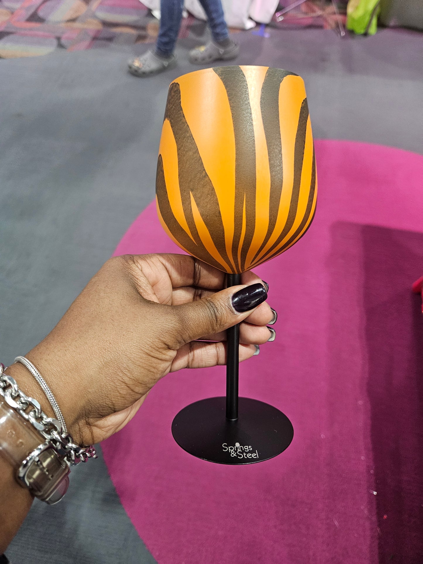 Black and Orange Helmet Stainless Steel Wine Glass (Set of 2)