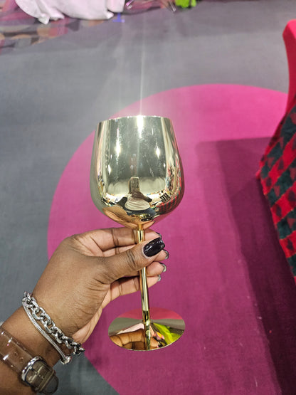 Gold Stainless Steel Wine Goblet (Set of 2)