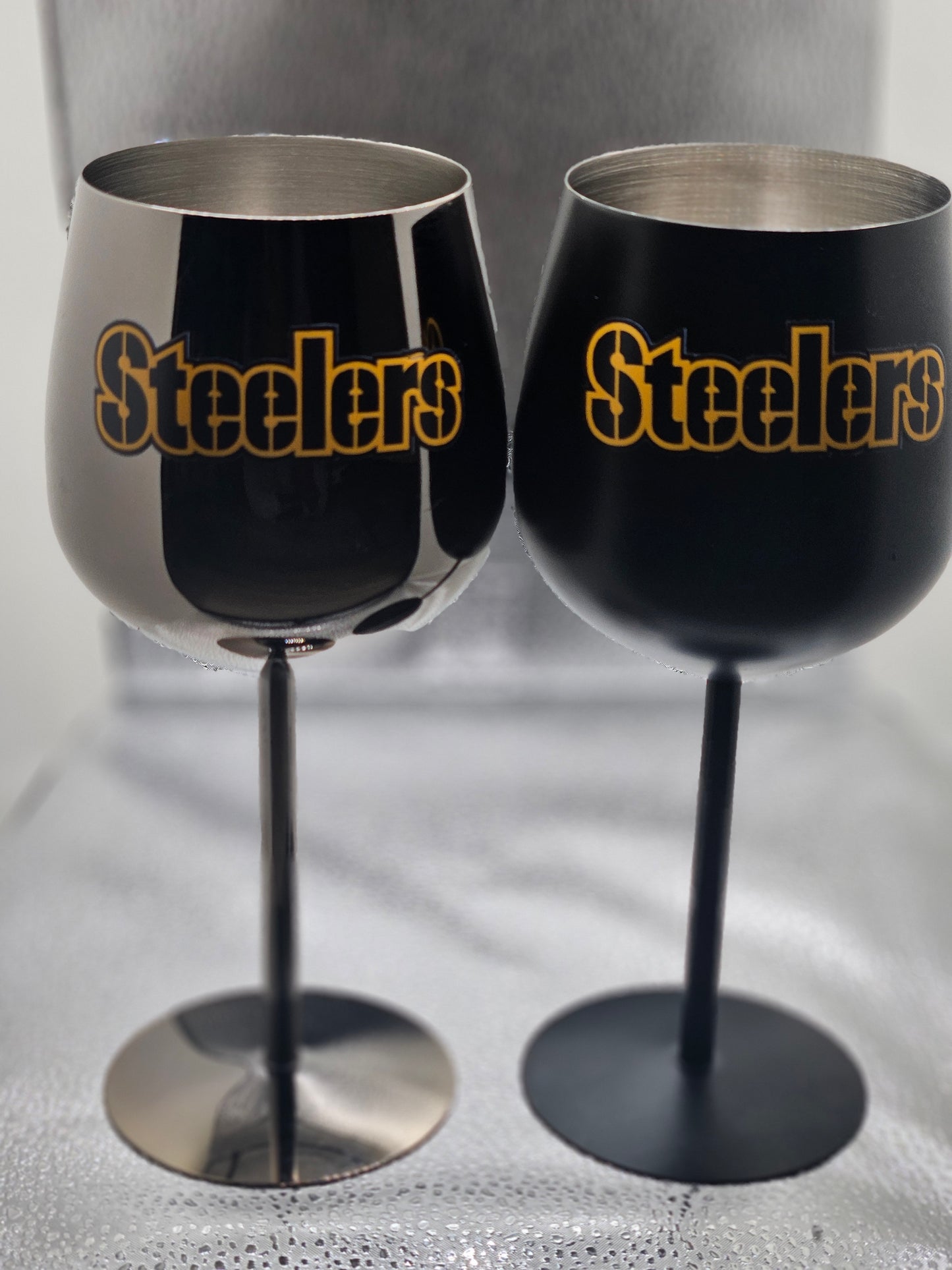 Pittsburgh Steelers UV Print Custom Stainless Steel Wine Glass Set