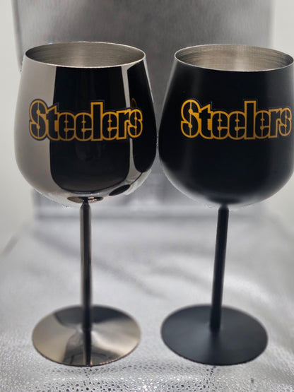 Pittsburgh Steelers UV Print Custom Stainless Steel Wine Glass Set
