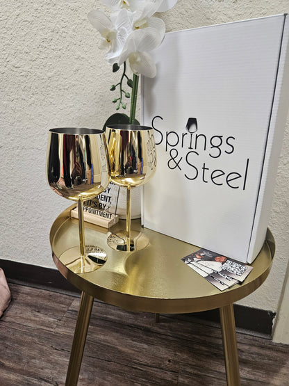 Gold Stainless Steel Wine Goblet (Set of 2)