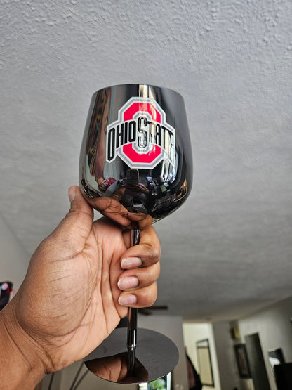Ohio State Custom UV Print Stainless Steel Wine Glass Set