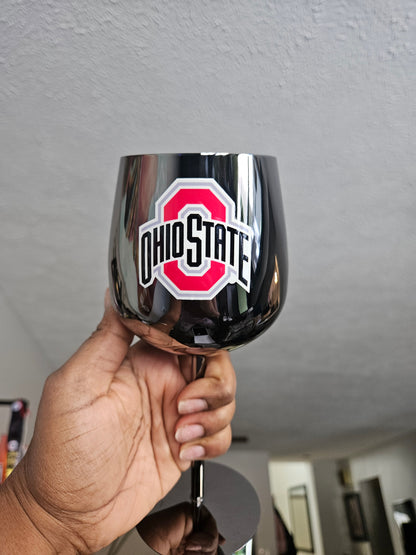 Ohio State Custom UV Print Stainless Steel Wine Glass Set