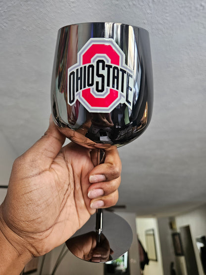 Ohio State Custom UV Print Stainless Steel Wine Glass Set