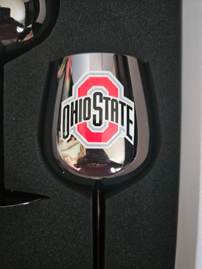 Ohio State Custom UV Print Stainless Steel Wine Glass Set