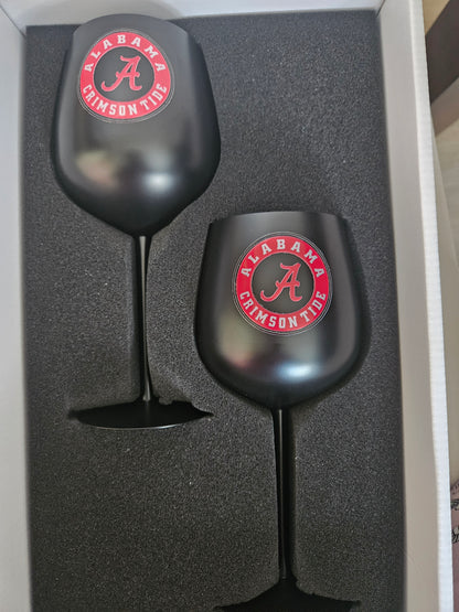 Alabama Crimson Tide UV Print Custom Stainless Steel Wine Glass Set