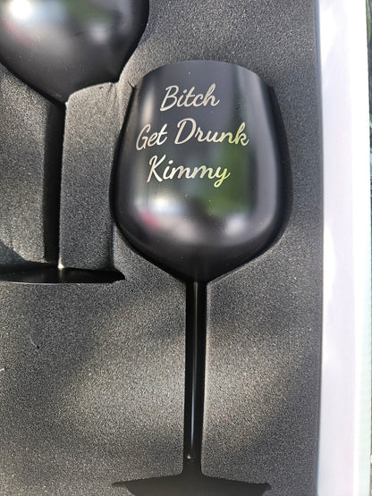 Engraved Custom Stainless Steel Wine Glass Set