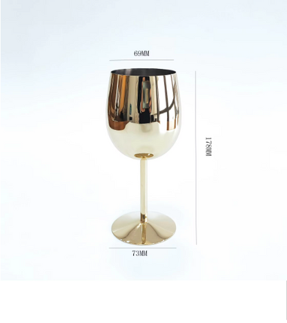 Gold Stainless Steel Wine Goblet (Set of 2)