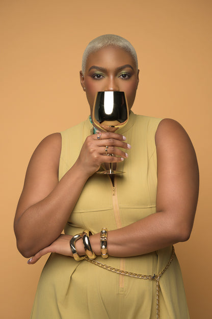 Gold Stainless Steel Wine Goblet (Set of 2)