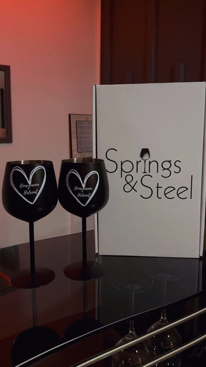 Engraved Custom Stainless Steel Wine Glass Set