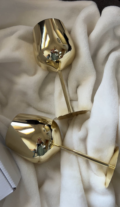 Gold Stainless Steel Wine Goblet (Set of 2)