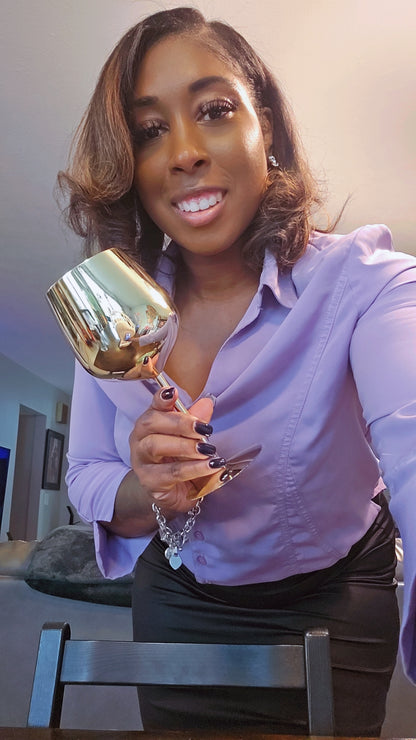 Gold Stainless Steel Wine Goblet (Set of 2)
