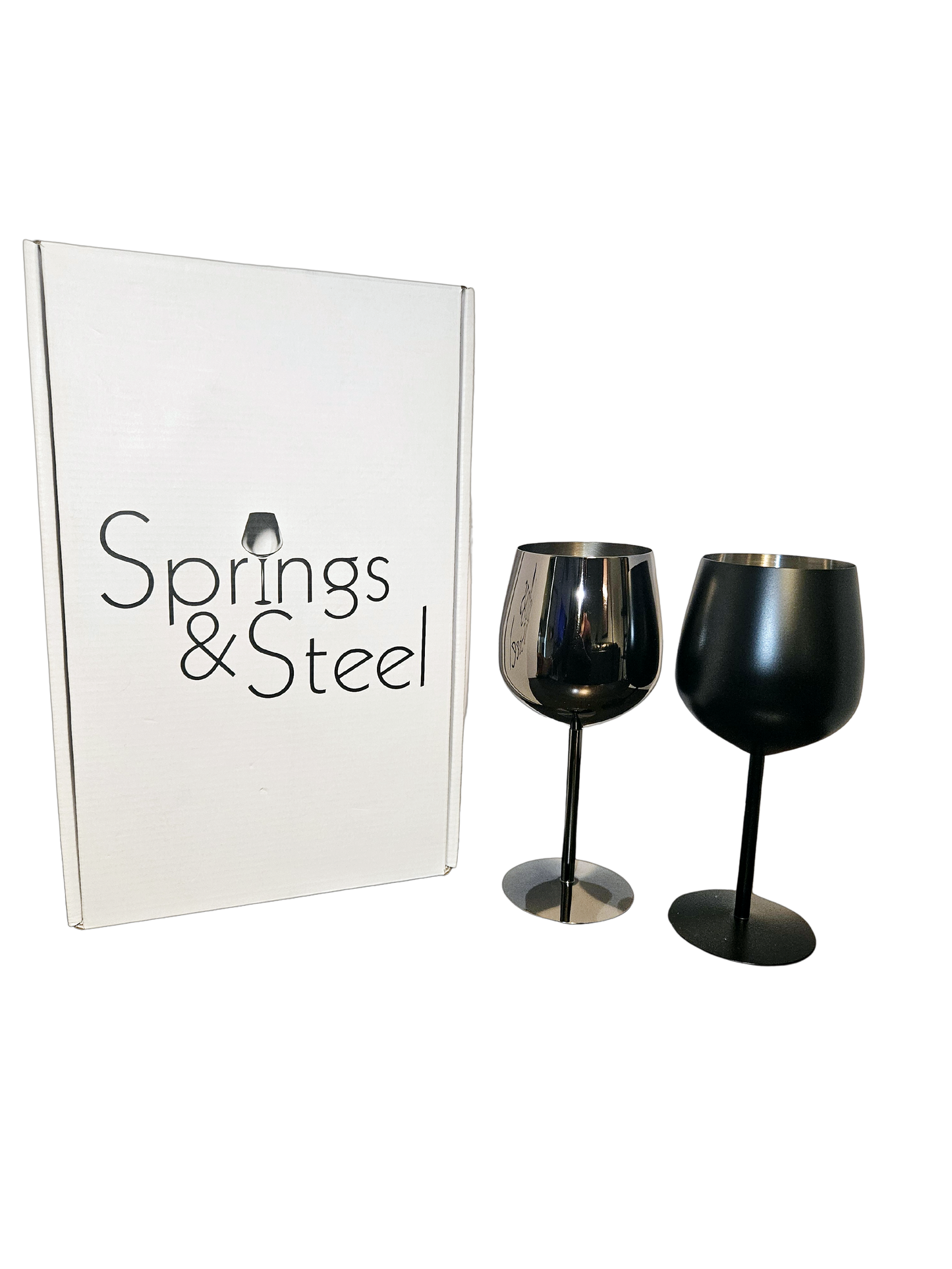 Black Stainless Steel and Matte Black Wine Goblets Mixed Set (Set of 2)