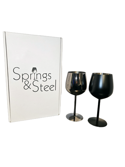 Black Stainless Steel and Matte Black Wine Goblets Mixed Set (Set of 2)