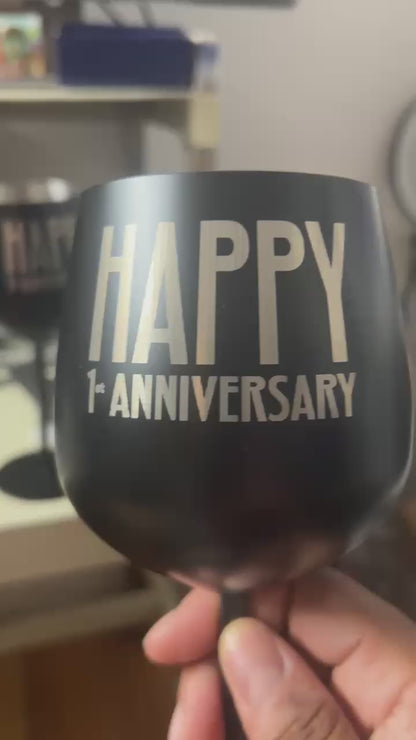 Engraved Custom Stainless Steel Wine Glass Set